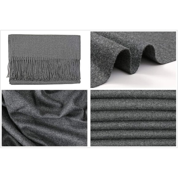 ⚡Women Dark Grey Pashmina Evening Dress Bridesmaid Winter Warm Long Scarf - Picture 7 of 7